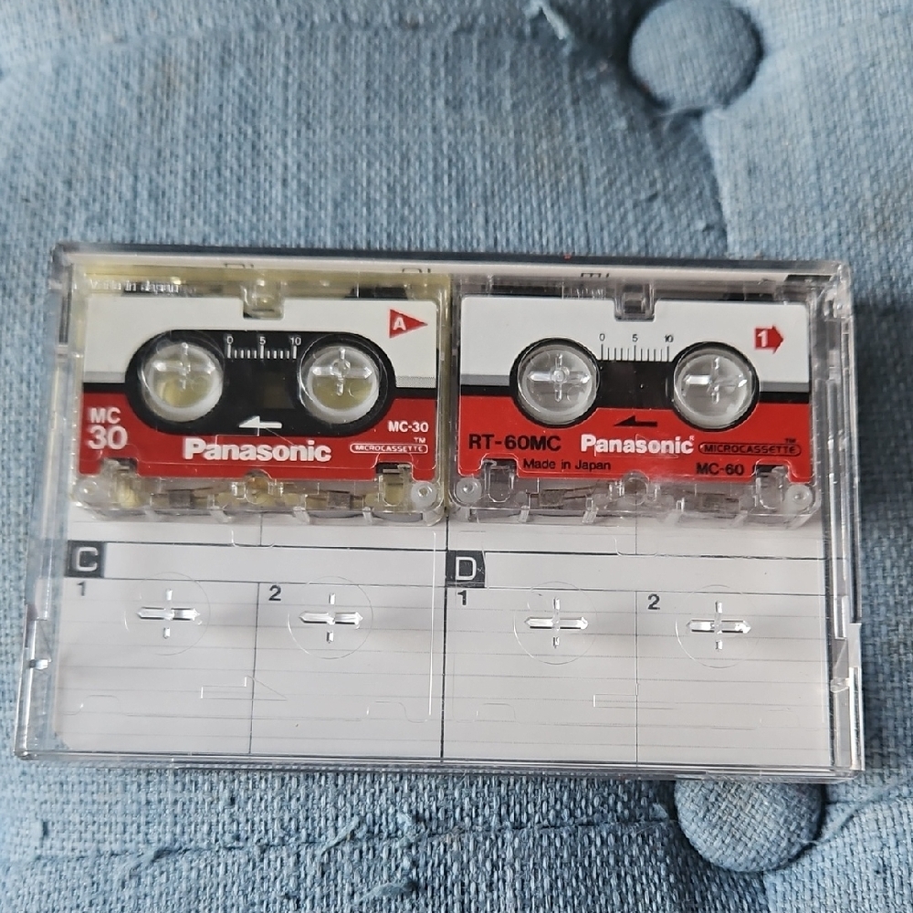 🌟3/$25🌟 Panasonic Red and White Microcassette Set 2 Tapes